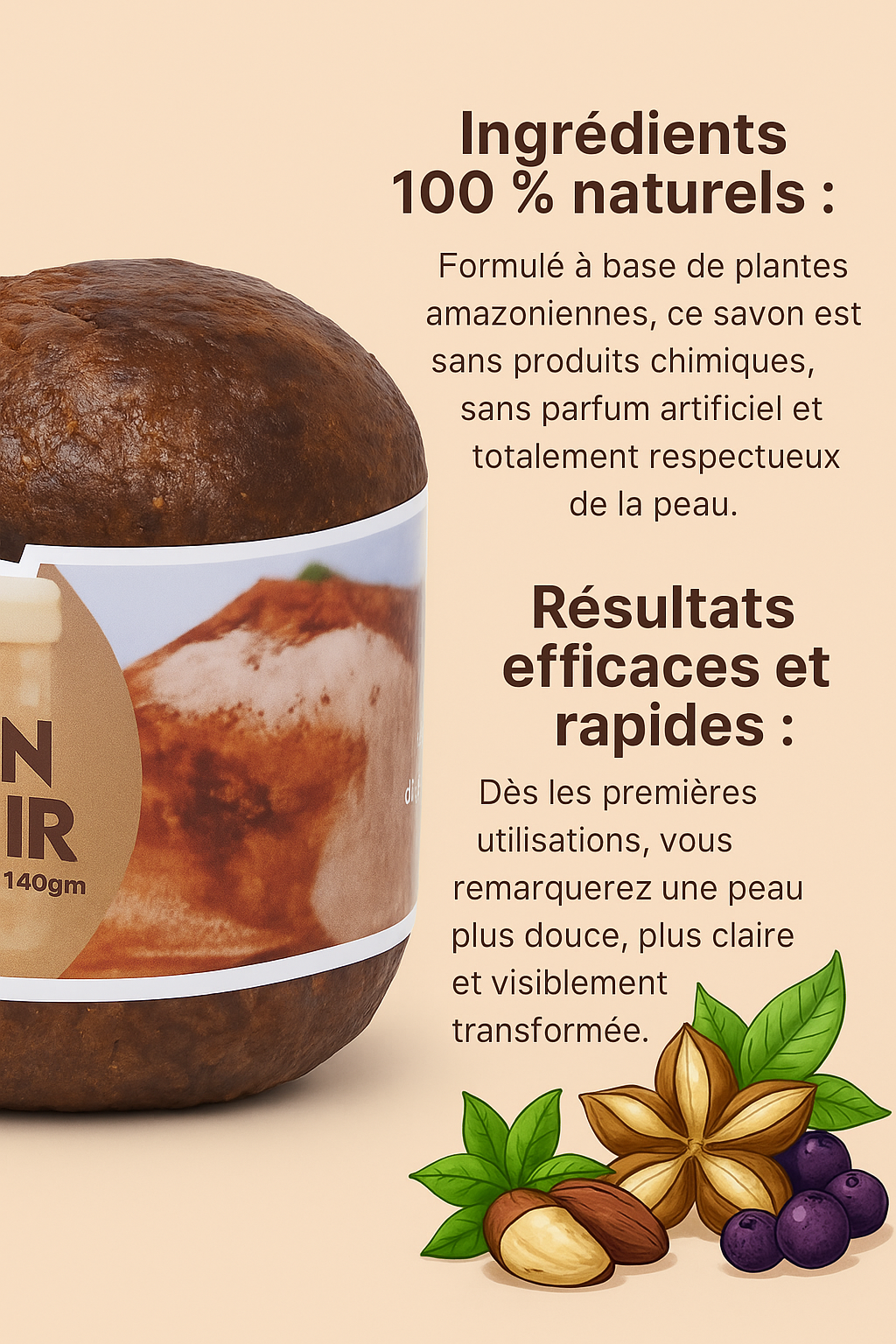 SAVON NOIR NIGERIAN ( 100% BIO ) réparateur de teint